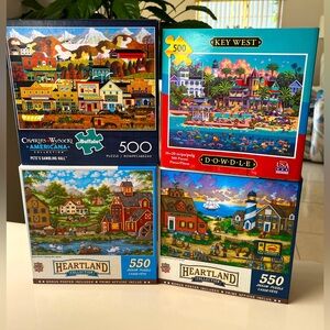 4 Jigsaw Puzzles - Wysocki, Buffalo, etc Bundle of FOUR Puzzles 500 & 550 Pieces